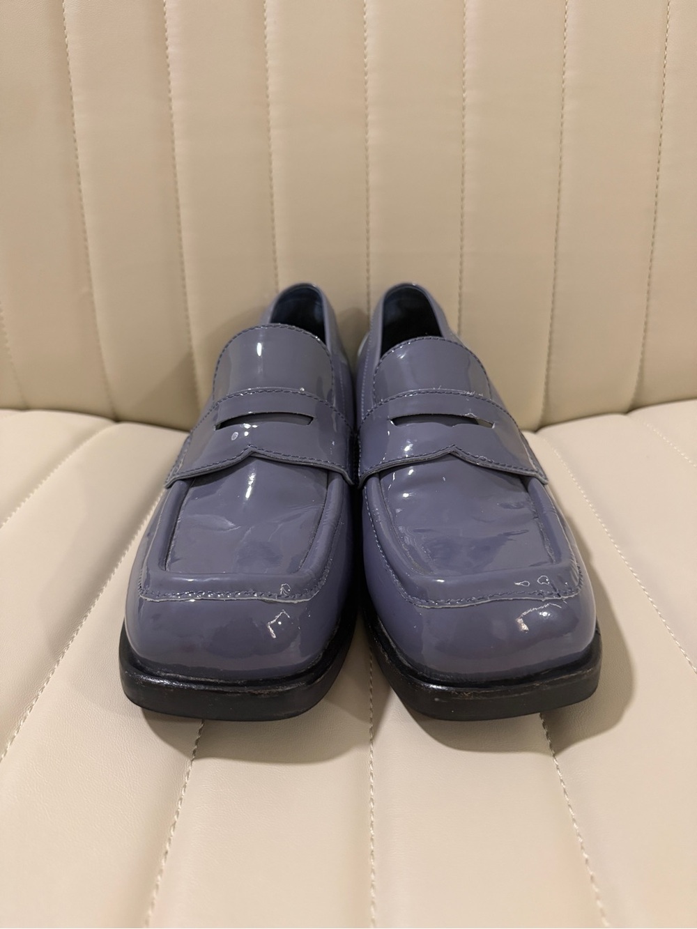 Jeffrey Campbell Lavender-Gray Patent Penny Loafers